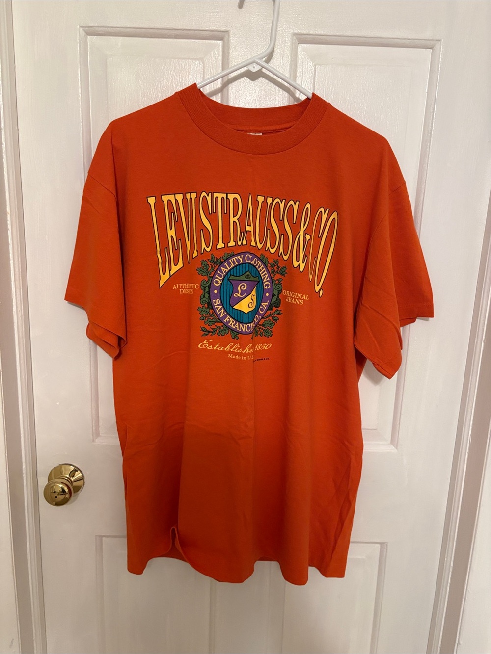 Vintage 1992 Men’s Large Levi Strauss & Co. Orange T Shirt